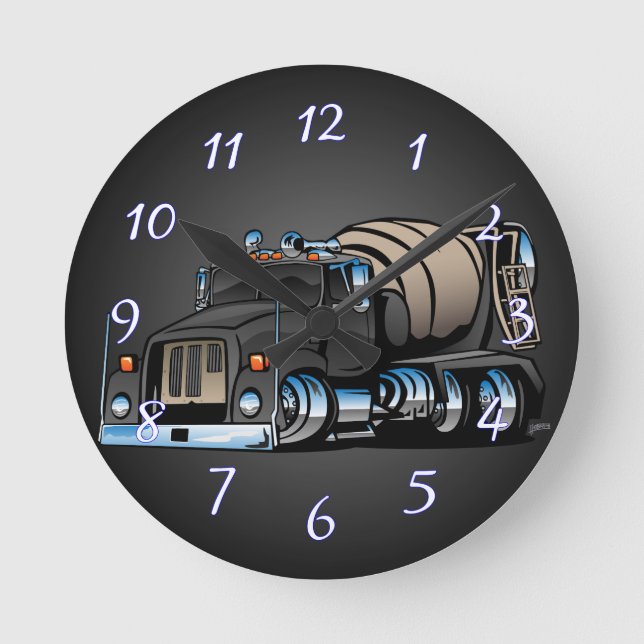 Zement Mixer Truck Runde Wanduhr (Vorderseite)