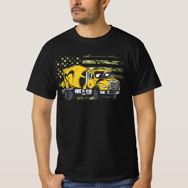 Zement Truck Betonmischer Camouflage Amer T-Shirt (Vorderseite)
