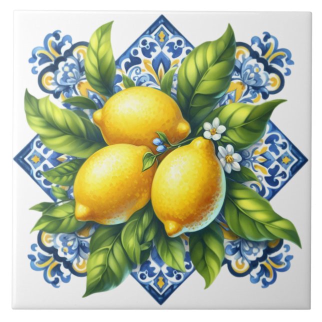 Zementfliese Zitrone Fliese (Vorderseite)