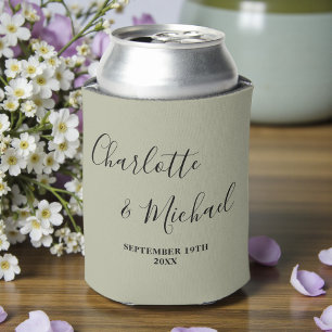 Zementgraue Skript-Minimalist-Hochzeit Dosenkühler