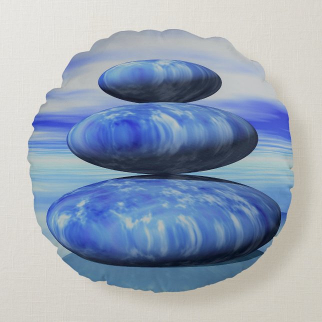 Zen-Arktische Steine-Balance Rundes Kissen (Vorderseite)