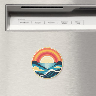 Zen Art Deco Sonnenuntergang über Wasser Magnet