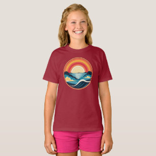 Zen Art Deco Sonnenuntergang über Wasser T-Shirt