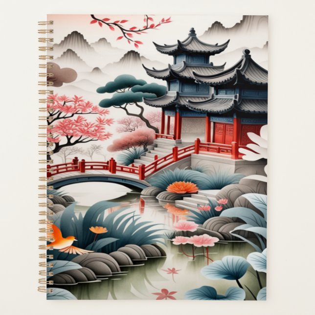 Zen Asian Landscape Pagoda Scenic Art Spiral  (Devant)