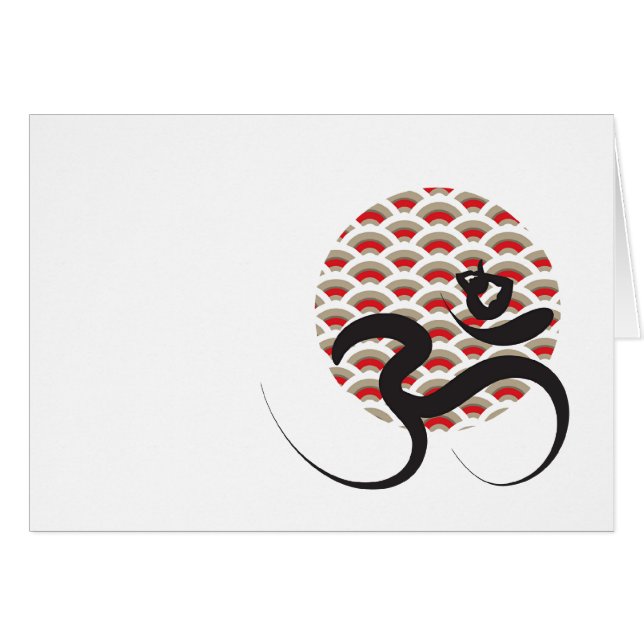 Zen Asian Red Sun Yoga Moderne Kalligraphie Om Om (Vorderseite (Horizontal))