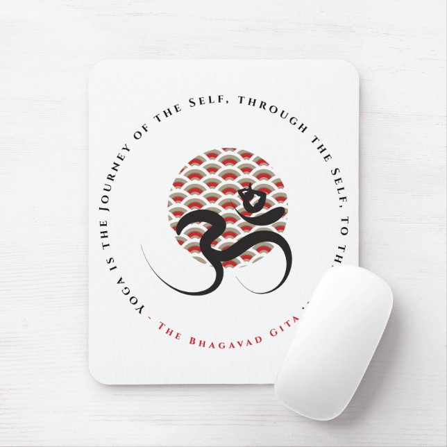 Zen Asian Red Sun Yoga Moderne Kalligraphie Om Om Mousepad (Mit Mouse)