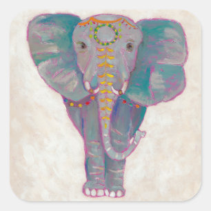 Zen-asiatischer Elefant Quadratischer Aufkleber