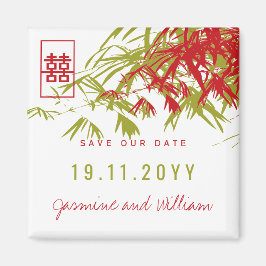 Zen Bamboo Blätter Chinesische Hochzeit retten das Magnet