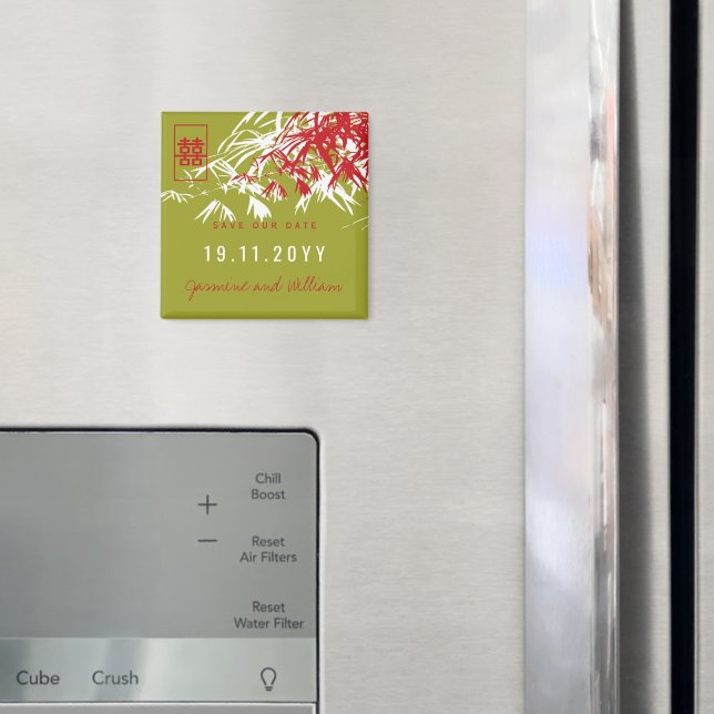 Zen Bamboo Blätter Chinesische Hochzeit retten das Magnet (In Situ (Kühlschrank))