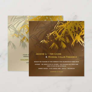 Zen Bamboo Blätter Gold & Brown Chic Asiatische Ho Einladung