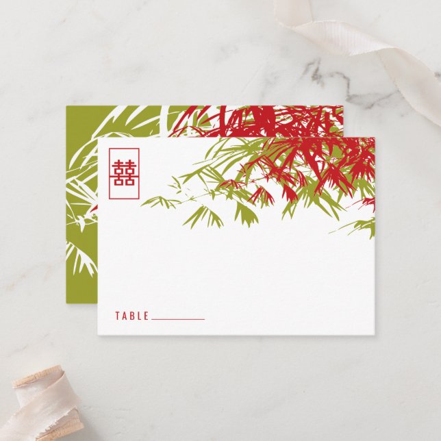Zen Bamboo Verlasse doppeltes Glück chinesische Ho Platzkarte (Vorderseite/Rückseite Beispiel)