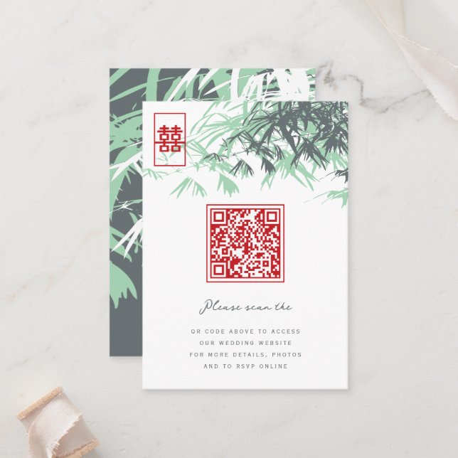 Zen Bamboo Verlasse doppeltes Glück chinesische Ho Platzkarte (Vorderseite/Rückseite Beispiel)
