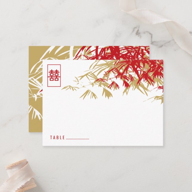 Zen Bamboo Verlasse doppeltes Glück chinesische Ho Platzkarte (Vorderseite/Rückseite Beispiel)