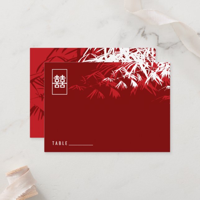 Zen Bamboo Verlasse doppeltes Glück chinesische Ho Platzkarte (Vorderseite/Rückseite Beispiel)