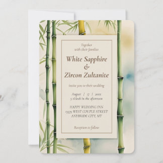 Zen Bamboo Watercolor Hochzeit Einladung