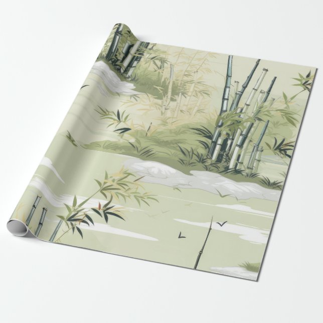 Zen-Bambuswald Botanisches Muster (1) Geschenkpapier (Ungerollt)