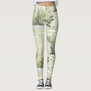 Zen-Bambuswald Botanisches Muster (2) Leggings