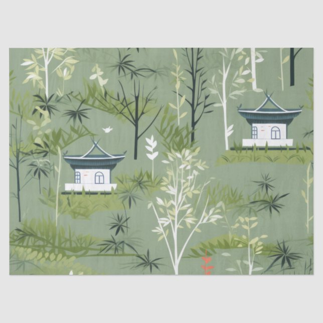 Zen-Bambuswald Botanisches Muster (2) Seidenpapier (Vorderseite)