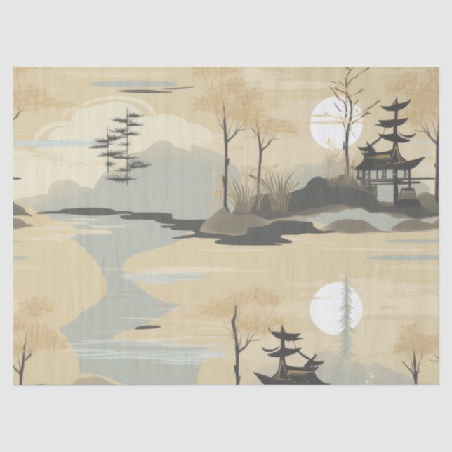 Zen-Bambuswald Botanisches Muster (4) Seidenpapier (Vorderseite)