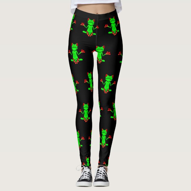 Zen-Baum-Frosch Leggings (Vorderseite)