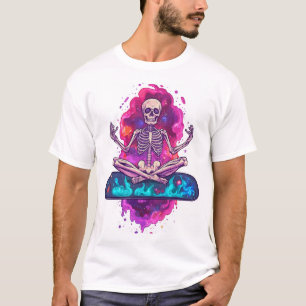 Zen bis auf die Knochen � Lustiger Weltraum-Yoga-S T-Shirt