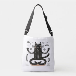 Zen Black Cat Floating in Meditation Tragetaschen Mit Langen Trägern