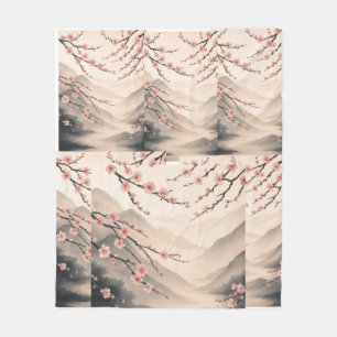 Zen Blossom Serenity: Ink Wash Harmonie Beschreibu Fleecedecke