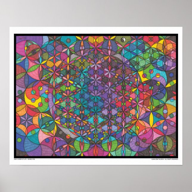 Zen-Blume des Lebens - Göttliche Augen drucken Poster (Vorne)