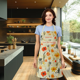 Zen-Blumen-Abstrakt in Rot und Orange Schürze