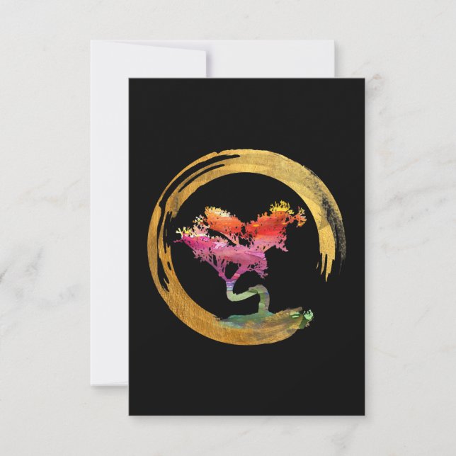 Zen Bonsai Tree Japanese Circle Enso Asian Art Art Dankeskarte (Vorderseite)