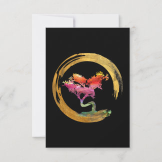Zen Bonsai Tree Japanese Circle Enso Asian Art Art Dankeskarte
