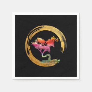 Zen Bonsai Tree Japanese Circle Enso Asian Art Art Serviette