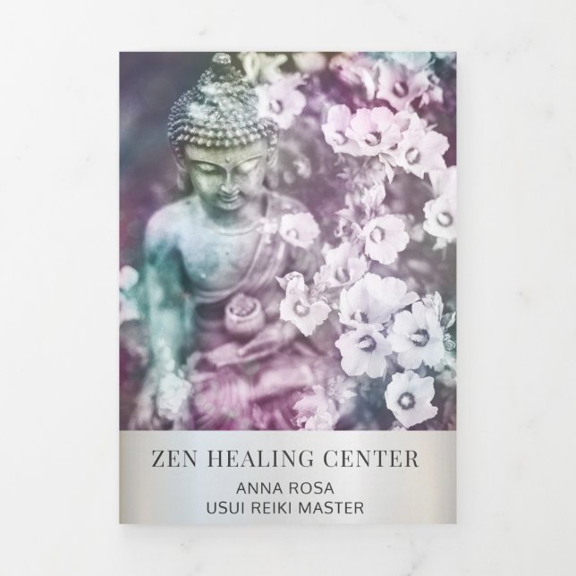 *~* Zen Buddha Foto Logo QR Trifold Broschüre (Cover)