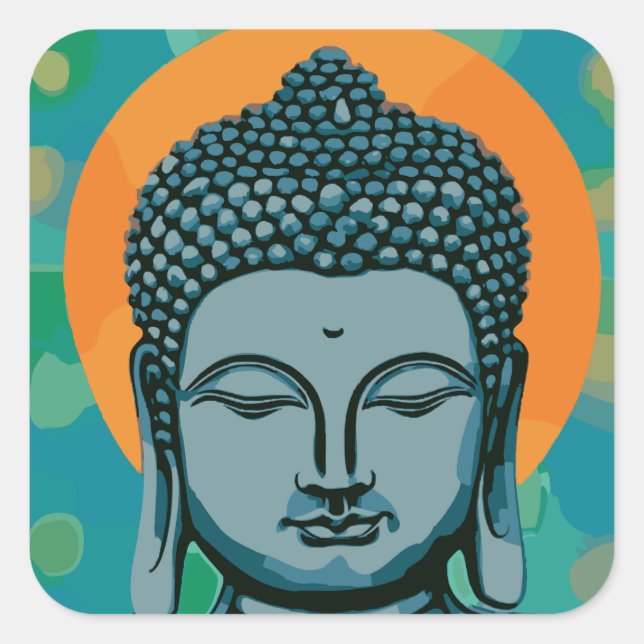 Zen Buddha Head Quadratischer Aufkleber (Vorderseite)