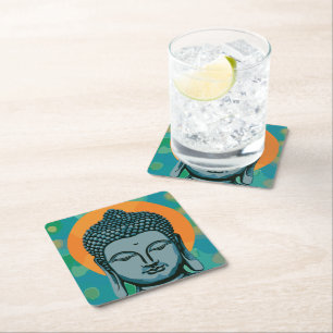 Zen-Buddha-Kopf Rechteckiger Pappuntersetzer