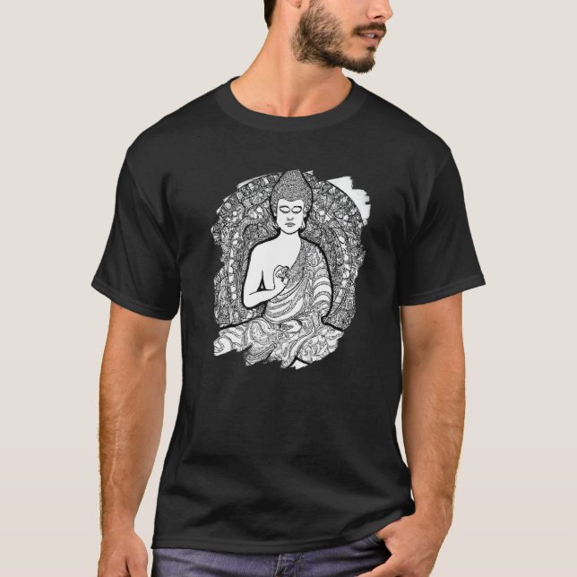 Zen Buddha Mandala Spiritual Asian Style Meditatio T-Shirt (Vorderseite)