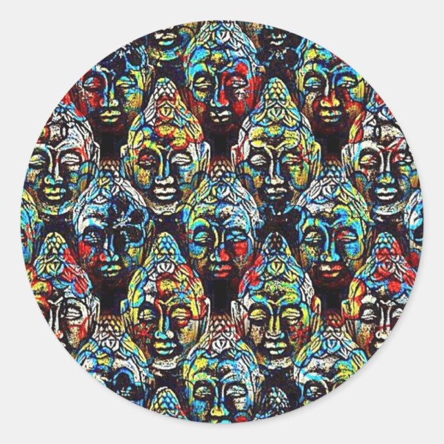 Zen Buddha Runder Aufkleber (Vorderseite)