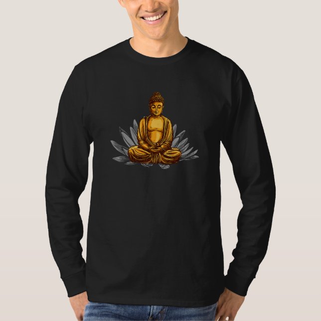 Zen Buddha Statue in Lotus Position Premium T-Shirt (Vorderseite)
