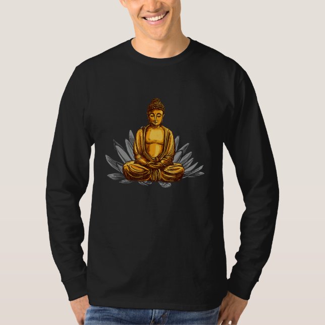 Zen Buddha Statue in Lotus Position T-Shirt (Vorderseite)