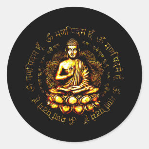 Zen-Buddha-Yoga-Achtsamkeit-Frieden Runder Aufkleber