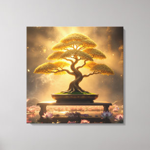 ZEN-BUDDHISMUS - BONSAI-BAUM - LEINWANDDRUCK