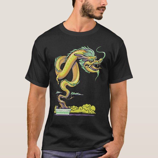 Zen Buddhist japanischen ästhetischen Drachen Bons T-Shirt (Vorderseite)