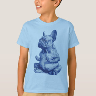 Zen Bulldog in Meditation Pose Kunst T-Shirt