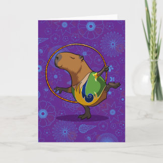 Zen Capybara Dancer Funny Rhythmic Gymnast Cartoon Karte