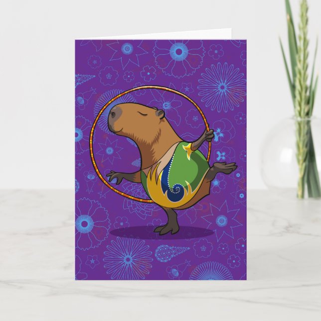 Zen Capybara Dancer Funny Rhythmic Gymnast Cartoon Karte (Vorderseite)
