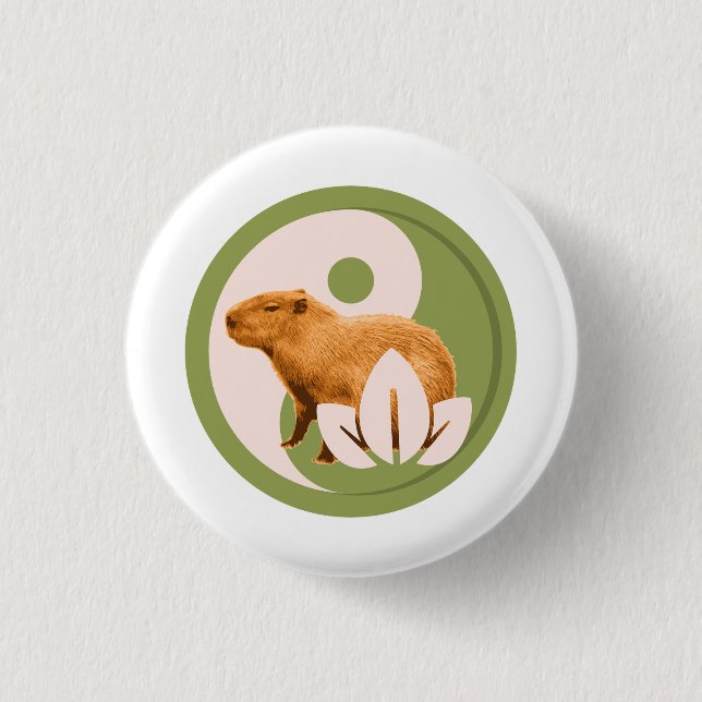Zen Capybara Yin Yang Button (Vorderseite)