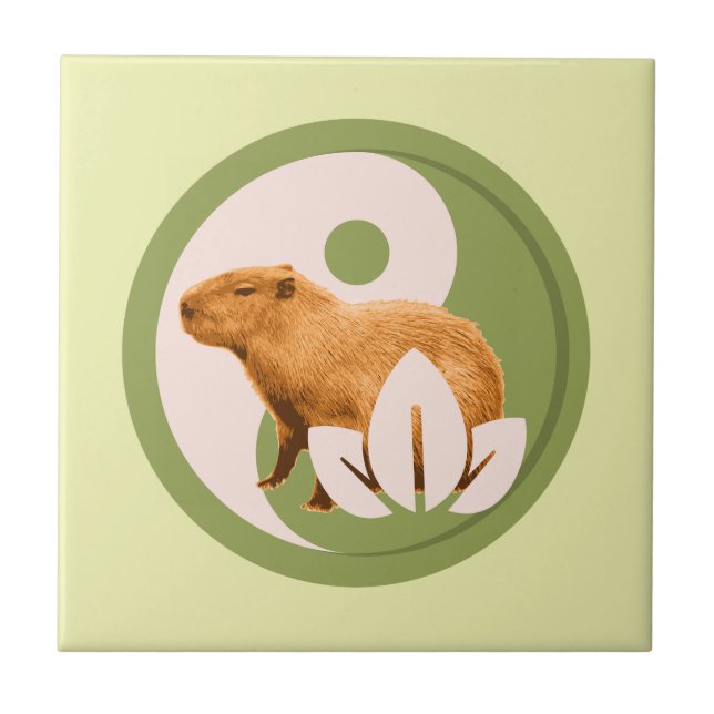 Zen Capybara Yin Yang Fliese (Vorderseite)