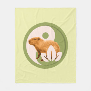 Zen Capybara Yin Yang Friedliche Natur Fleecedecke