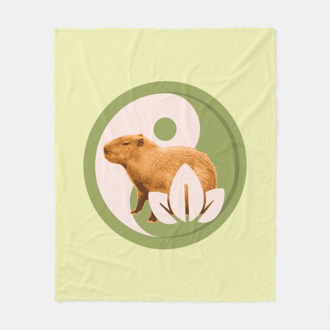 Zen Capybara Yin Yang Friedliche Natur Fleecedecke (Vorderseite)