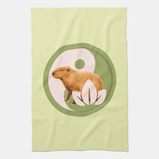 Zen Capybara Yin Yang Friedliche Natur Geschirrtuch (Vertikal)